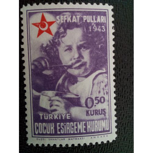 Timbre Turquie M I Z 76 A Association D'aide À L'enfance, 1943 1943 ( 7812 )