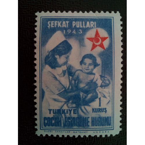 Timbre Turquie M I Z78a Infirmière Et Enfant 1943 ( 7812 )