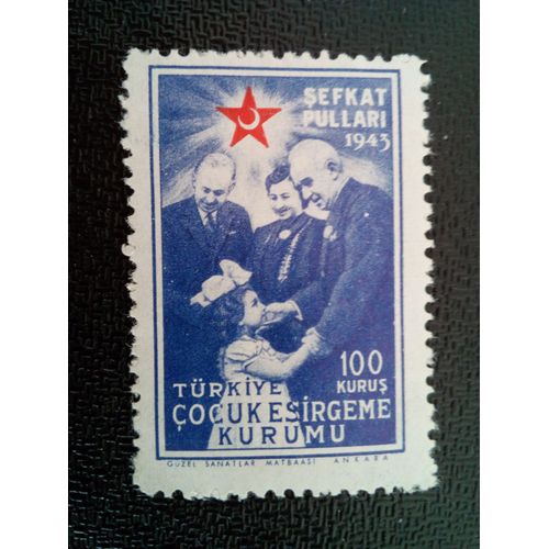 Timbre Turquie M I Z81a Président Inonu Et L'enfant 1943 ( 7812 )