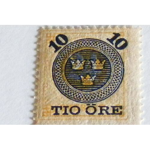 Timbres Suède 1910 N ° 24 Jaune (10#24)