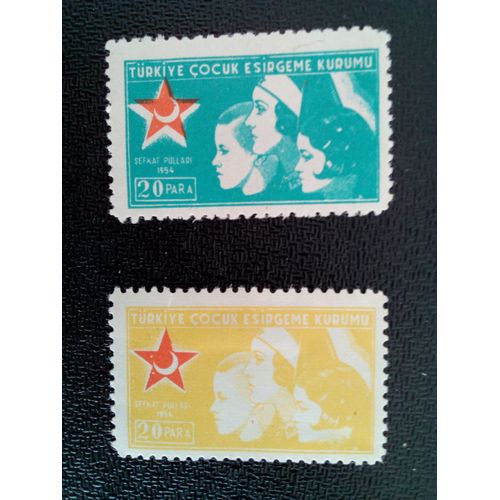 Timbre Turquie M I Z176 - Z177 Infirmière Avec Un Garçon Et Une Fille 1954 ( 7812 )