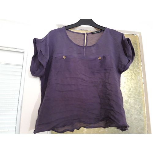 T Shirt Violet 2 Poches Devant T38