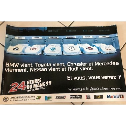 24h Du Mans - 1999 - Bmw / Audi / Nissan - 40x60cm - Affiche / Poster Envoi En Tube