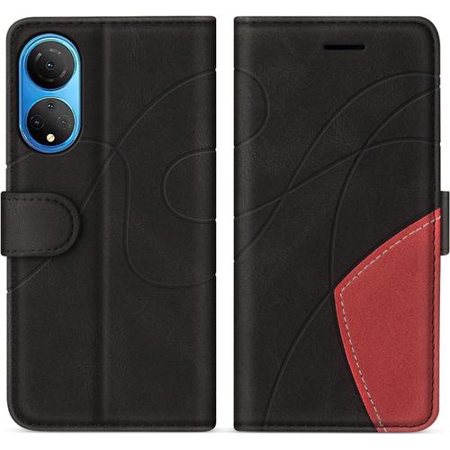 Coque Pour Huawei Honor X7, Portefeuille Etui En Cuir Pu Coque Pour Huawei Honor X7, Antichoc Housse De Protection Avec Fente Carte, Noir