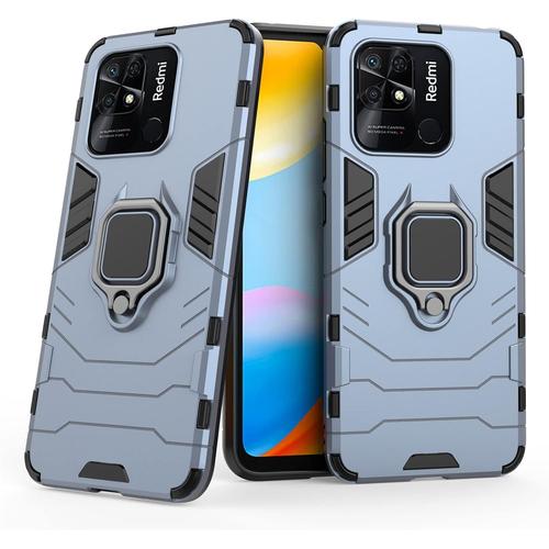 Coque De Protection Pour Xiaomi Redmi 10c Antichocs Avec Anneau Rotatif À 360° En Silicone Tpu Compatible Avec Xiaomi Redmi 10c Turquoise