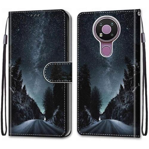 Coque Compatible Pour Nokia 3.4 Étui Housse En Cuir, Ultra-Mince Avec Carte Fente Coque Pournokia 3.4 Avec Fentes Pour Cartes, Nuit Noire