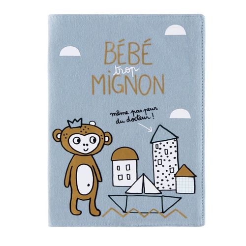 Protège Carnet De Santé Baby Trop Mignon Bleu - Derrière La Porte