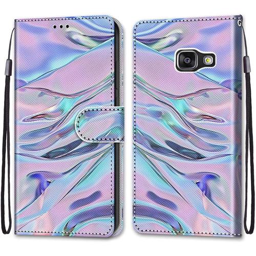 Coque Portefeuille Compatible Avec Samsung Galaxy A3 2016/Sm A310f Flip Étui Case Position De La Carte Et Fonction Support Motif De L'eau