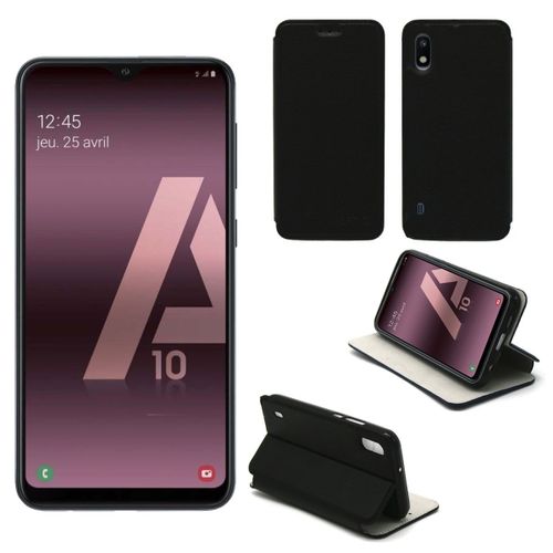 Housse Samsung Galaxy A10 Noire - Etui Coque Galaxy A10 Protection Antichoc À Rabat Smartphone 2019 - Accessoires Pochette Case Xeptio