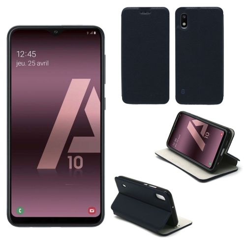Housse Samsung Galaxy A10 Bleue - Etui Bleu Coque Galaxy A10 Protection Antichoc À Rabat Smartphone 2019 - Accessoires Pochette Case Xeptio