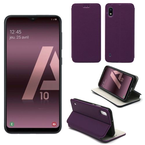 Housse Samsung Galaxy A10 Violette - Etui Violet Coque Galaxy A10 Protection Antichoc À Rabat Smartphone 2019 - Accessoires Pochette Case Xeptio