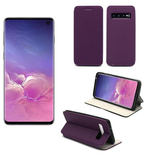 Etui Luxe Samsung Galaxy S10 4g Violet Ultra Slim Cuir Pu Avec Stand - Housse Coque De Protection Galaxy S10 Smartphone 2019 - Accessoires Pochette Cover Xeptio Case