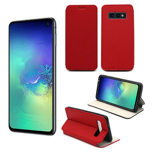 Etui Luxe Samsung Galaxy S10e 4g Rouge Ultra Slim Cuir Pu Avec Stand - Housse Coque De Protection Galaxy S10e Smartphone 2019 - Accessoires Pochette Cover Xeptio Case