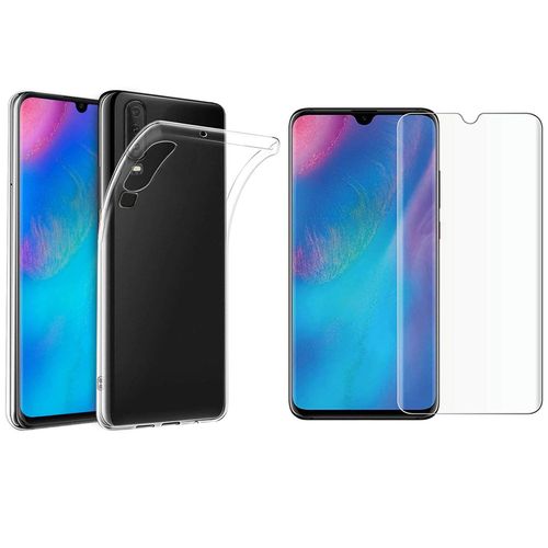 Pack Etui Transparent Pour Huawei P30 Coque Gel De Protection Transparente En Tpu Invisible Smartphone 2019 Et Protection Écran Vitre Classique - Accessoires Pochette Xeptio Case