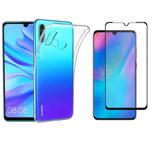 Pack Etui Transparent Pour Huawei P30 Lite Coque Gel De Protection Transparente En Tpu Invisible Smartphone 2019 Et Protection Écran Vitre Full Cover Noir - Accessoires Pochette Xeptio Case