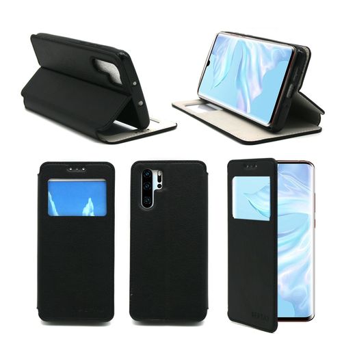 Etui Luxe Huawei P30 Pro 4g Noir Ultra Slim Cuir Pu Avec Fenêtre Sview - Housse Coque De Protection Huawei P30 Pro Smartphone 2019 - Accessoires Pochette Cover Xeptio Case