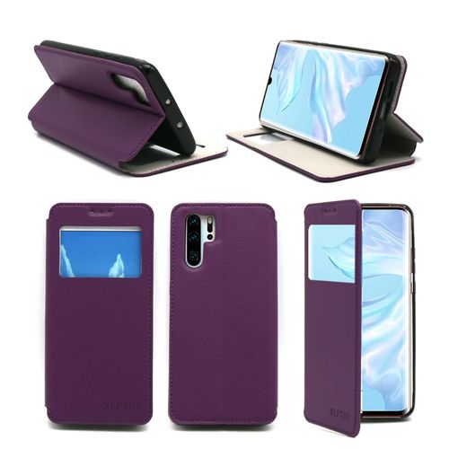 Etui Luxe Huawei P30 Pro 4g Violet Ultra Slim Cuir Pu Avec Fenêtre Sview - Housse Coque De Protection Huawei P30 Pro Smartphone 2019 - Accessoires Pochette Cover Xeptio Case