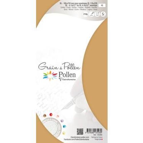 Carte Grain De Pollen 105x210, 210 G/M², Coloris Bois, En Sachet Cellophané De 5