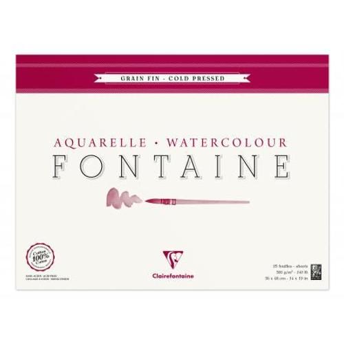 Bloc Encollé De 25 Feuilles De Papier Aquarelle Fontaine Grain Fin, 300 G/M², 36x48 / Lot De 2