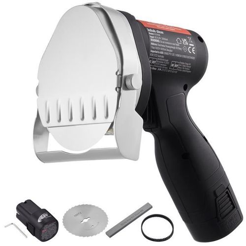 Couteau à Kebab Électrique sans Fil 80 W-VEVOR- Bruit : 80dB-avec 2 Lames de 100 mm, Épaisseur Réglable 0-8 mm, pour Restaurants