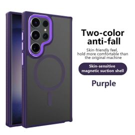 Etui Coque Pour Samsung Galaxy S22 Ultra,Respectueux De La Peau,Support Wireless Charging,Coque De Protection De Téléphone Anti-Chute,Mauve