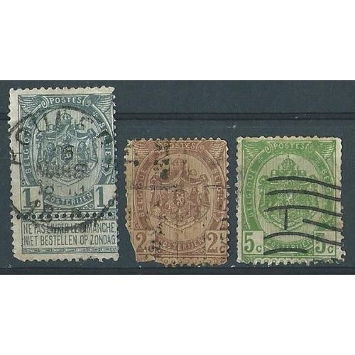 Armoiries Lot De 3 Timbres 1907 Belgique N° 81 0 83