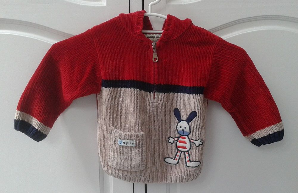 Pull À Capuche Maille Velours Rouge - Mini Gang Baby - T. 18 Mois