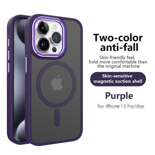 Etui Coque Pour Iphone 14 Pro Max,Respectueux De La Peau,Support Wireless Charging,Coque De Protection De Téléphone Anti-Chute,Mauve