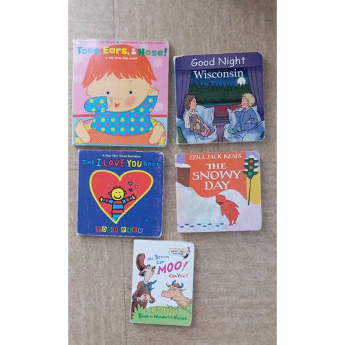 Lot De 5 Livres Pour Enfants En Anglais: Good Night Wisconsin/The I Love You Book, Todd Parr/Mr Brown Can Moo! Can You?/ The Snowy Day /Toes , Ears &nose!