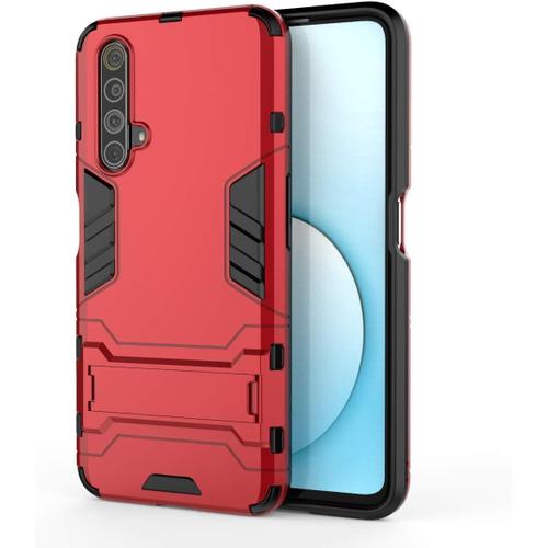 Oppo Realme X50 5g Coque Pc+Tpu Silicone Housse De Protection Double Couche Hybride Armour Case De Protection Pour Oppo Realme X50 5g Rouge