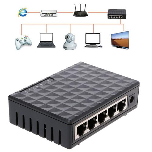 Nouveau RJ45 MINI 5 ports réseau Ethernet rapide Noir Hub Switch pour PC de  bureau AU @Napoulen961