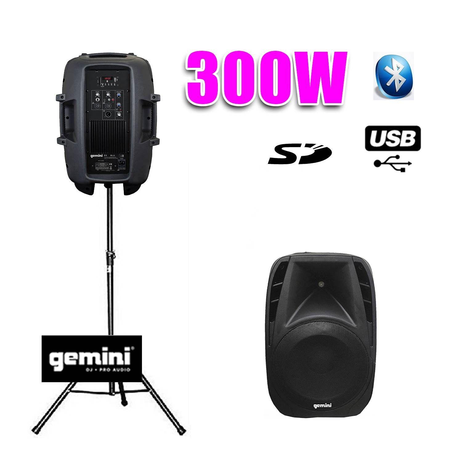 Enceinte Autonome Gemini AS 10 TOGO - 1000W - Active sur Batterie  USB/Bluetooth/AUX/S avec Microphone, SONORISATION DJ PA PIED