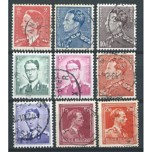 Lot 9 Timbres Belgique Oblitérés Rois (1)