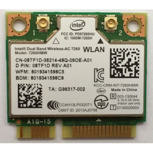 Carte adaptateur sans fil pour intel bluetooth BT Wi-Fi Mini carte PCIe Intel 7260hmw AC pour Dell 8TF1D 08TF1D NMTXR