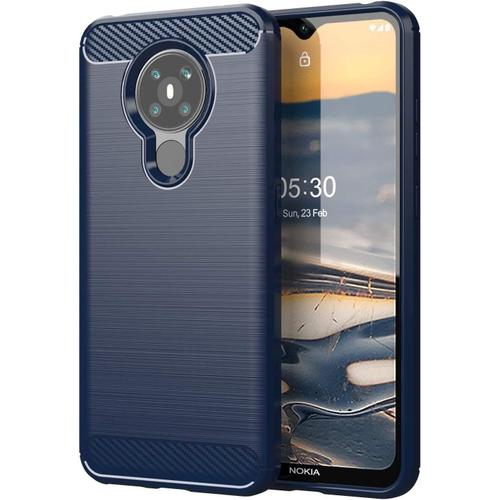 Coque Compatible Avec Nokia 5.3 Fibre De Carbone Coque Antichoc Nokia 5.3 Coque Nokia 5.3 Fibre De Carbone Protection Premium Silicone Bleu