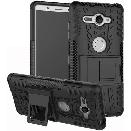 Coque Pour Xperia Xz2 Compact, Etui Housse Coque Shockproof Robuste Impact Armure Hybride Béquille Cover Pour Sony Xperia Xz2 Compact - Noir