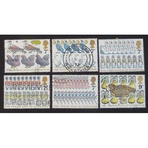 Royaume-Uni Oblitéré Y Et T N° 840 À 845 Lot De 6 Timbres De 1977 Les 12 Jours De Noël