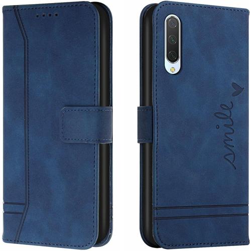 étui pour Mi 9 Lite Mode Cuir Magnétique Pince Portefeuille Support Rabattable Anti Chute Housse Protection pour Xiaomi Mi 9 Lite 6.39"" Bleu