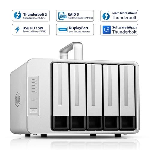 TERRAMASTER D5 Thunderbolt 3 (40Gbit/s) Boîtier 5 Baies pour Disques durs  externes, Compatible avec RAID0/RAID1/Single Mode Disque Dur Raid Stockage  (sans Disque) : : Informatique