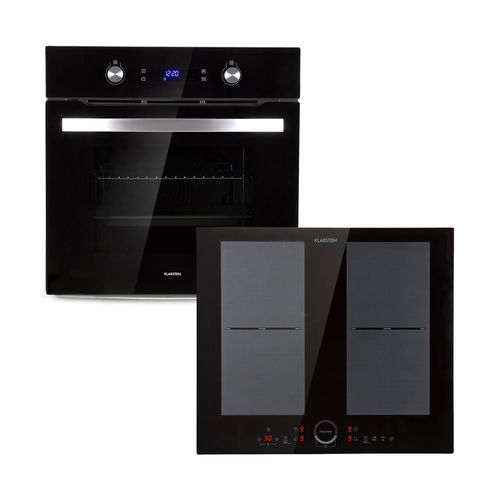 Klarstein Gusteau Delicatessa Set Four Encastrable 2950w + Table De Cuisson 4 Zones 7000w - Inox Noir