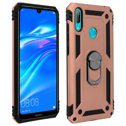 Coque Huawei Y7 2019 Bi Matières Bague Support Vidéo Rose Gold