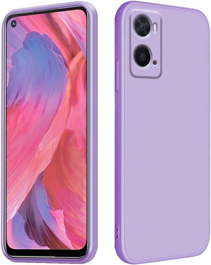 Compatible Avec Coque Oppo A76, Oppo A76 Protection Des Bords Droits, Silicone Liquide Case Ultra Mince Antichoc Original Rose Housse Violet