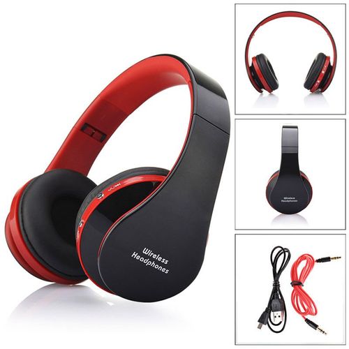 Pliable Bluetooth stéréo sans fil casque mains libres Casque micro rouge@dzv1247