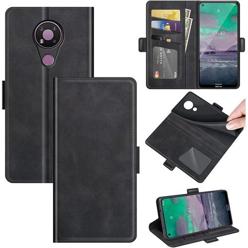 Coque Compatible Pour Nokia 3.4 Coque Cuir Etui Mince Cover Antichoc Housse Pochette Fonction Stand Portefeuille Etui Antipoussière Case-Noir