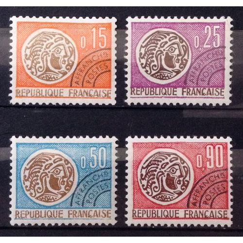 Préoblitérés Monnaie Gauloise République 0,15 (N° 124) + 0,25 (N° 126) + 0,50 (N° 128) + 0,90 (N° 133) Neufs* - Cote 4,20 - France Année 1964 - N25699