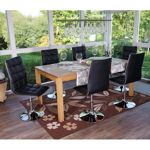 Lot De 6 Chaises De Séjour Ou De Salle À Manger Hwc-C41, Style Rétro, Similicuir   Noir