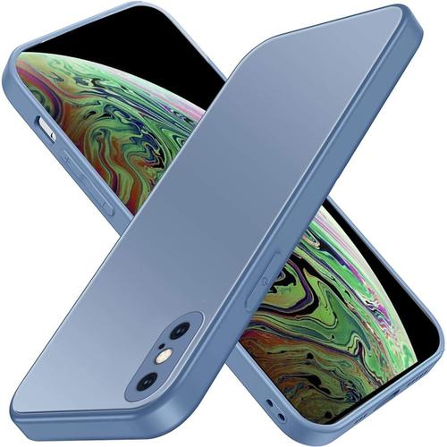 Coque Compatible Avec Iphone X/Xs, Mat Solide Back Dureté 9h Et Cadre En Tpu Souple Bumper Rigide Étui Antichoc Protection Cover Housse, Gris