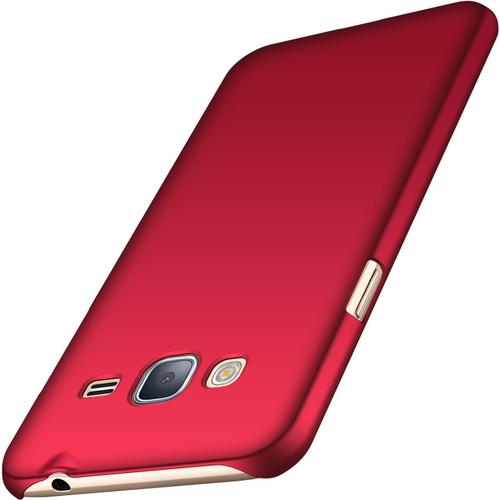 Coque Samsung Galaxy J3 2016 Serie Mat Resilient Conception Ultra Mince Et Absorption Des Chocs Coque Pour Samsung Galaxy J3 2016 Rouge Lisse