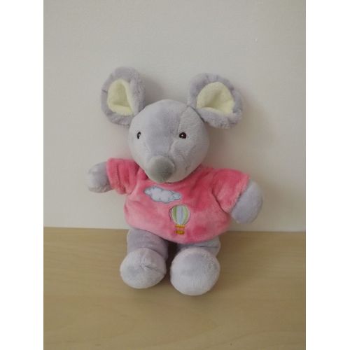 Doudou Peluche Souris Grise Rose Gipsy