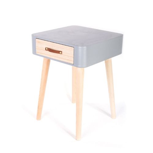 Table De Chevet Scandinave - 1 Tiroir - Gris